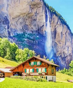 Lauterbrunnen Village Waterfall Diamond Painting