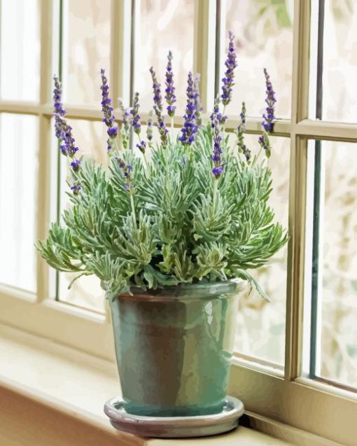 Lavender In Vase Window Diamond Painting