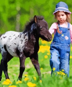 Little Girl With Pony Diamond Painting