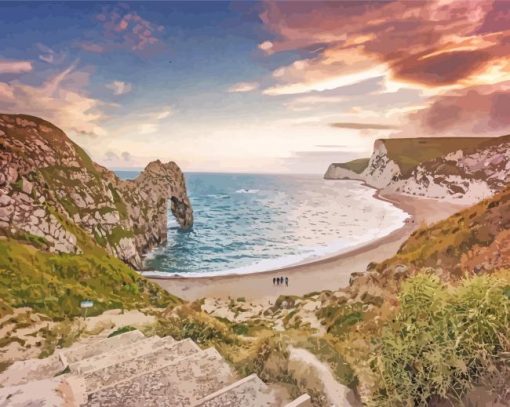 Lulworth Cove Landscape Diamond Painting