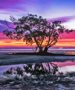 Nudgee Beach Pink Sky Diamond Painting