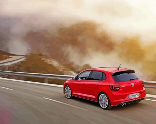 Red Volkswagen Polo Diamond Painting