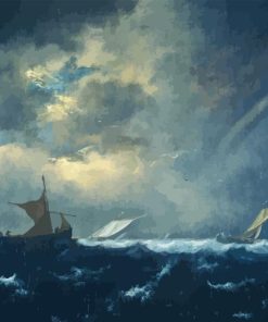 Ships In Stormy Seas By Ruisdael Diamond Painting