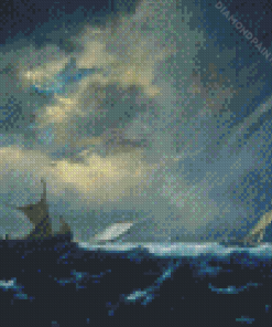 Ships In Stormy Seas By Ruisdael Diamond Painting