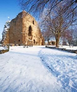 Snowy Knaresborough Castle Diamond Painting