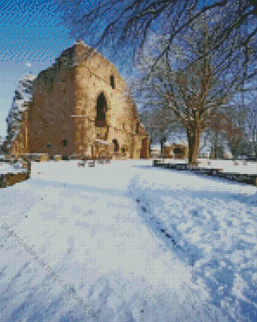 Snowy Knaresborough Castle Diamond Painting