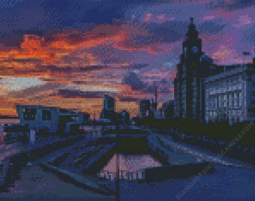 Sunset At Liverpool Diamond Painting