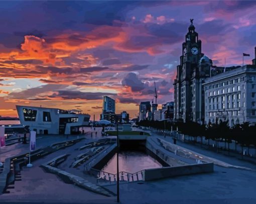 Sunset At Liverpool Diamond Painting