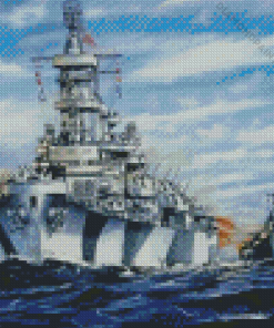 Warship In The Sea Diamond Painting