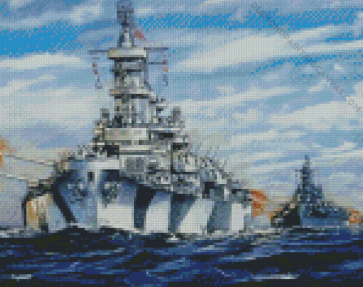 Warship In The Sea Diamond Painting