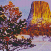 Winter Sunset Devil Tower Diamond Painting