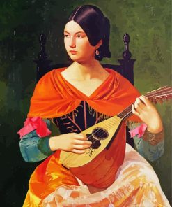 Young Woman Playing Mandolin Diamond Painting