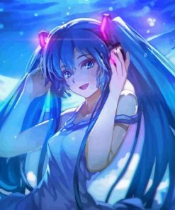 Anime Girl With Headphones Diamond Painting