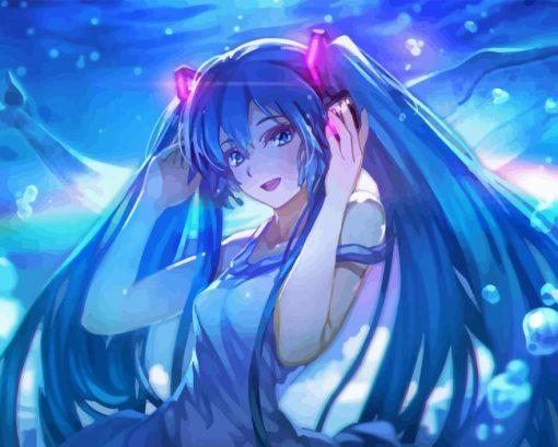 Anime Girl With Headphones Diamond Painting