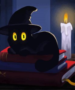 Black Cat Witch Diamond Painting