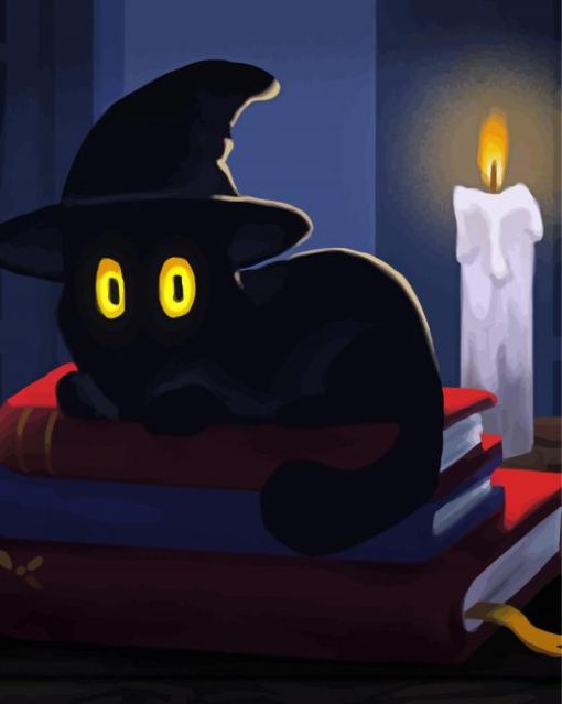 Black Cat Witch Diamond Painting