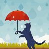 Cat And Umbrella Diamond Painting