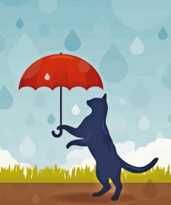 Cat And Umbrella Diamond Painting