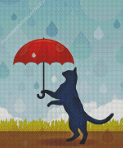 Cat And Umbrella Diamond Painting