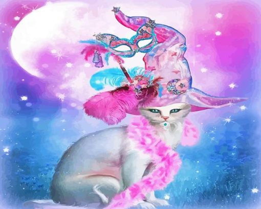 Cat In Witch Hat Diamond Painting