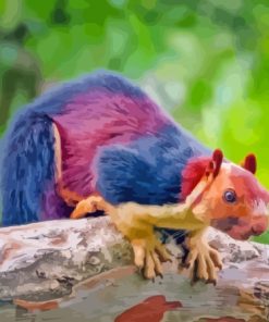 Colorful Squirrel On Tree Diamond Painting