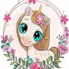 Cute Unicorn With Flowers Diamond Painting