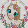 Cute Unicorn With Flowers Diamond Painting