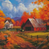 Farm House In The Fall Art Diamond Painting