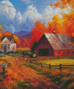 Farm House In The Fall Art Diamond Painting