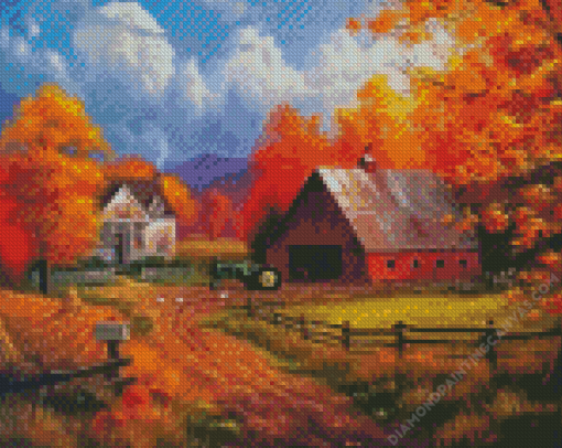 Farm House In The Fall Art Diamond Painting