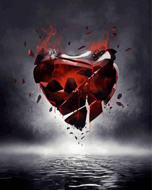 Fired Broken Heart Diamond Painting