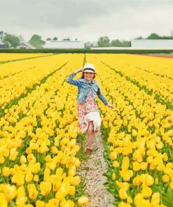 Girl In Yellow Flowers Field Diamond Painting