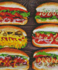 Hot Dogs Sandwiches Diamond Painting