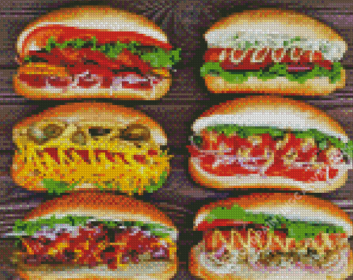 Hot Dogs Sandwiches Diamond Painting