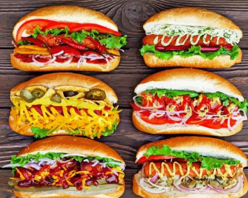 Hot Dogs Sandwiches Diamond Painting