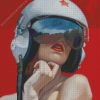 Lady Wearing Helmet Diamond Painting