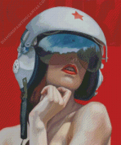 Lady Wearing Helmet Diamond Painting