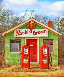 Old Gas Station Diamond Painting