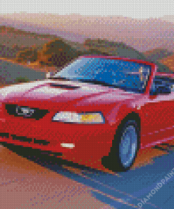 Red 2000 Ford Mustang Diamond Painting