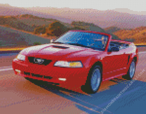 Red 2000 Ford Mustang Diamond Painting