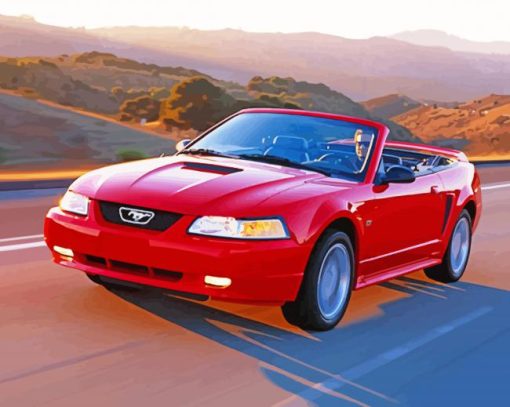 Red 2000 Ford Mustang Diamond Painting