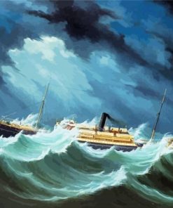 Steamship In A Storm Diamond Painting