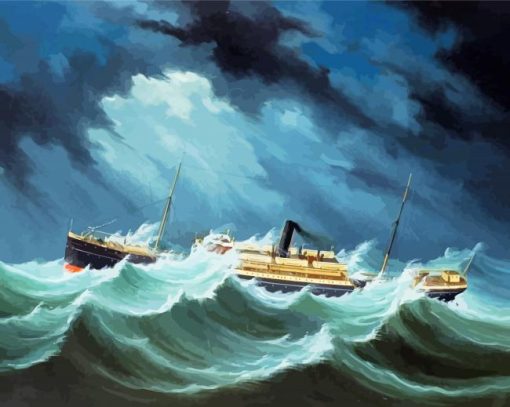 Steamship In A Storm Diamond Painting