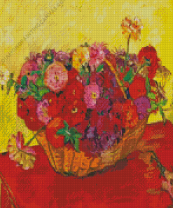 Still Life Basket Of Flowers Diamond Painting