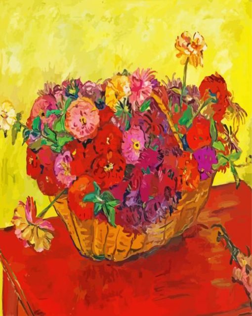 Still Life Basket Of Flowers Diamond Painting