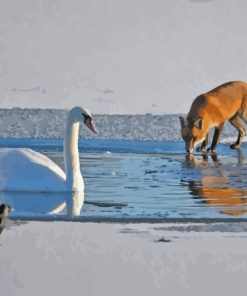 Swan Fox Diamond Painting