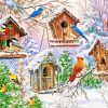 Winter Birdhouses Christmas Diamond Painting