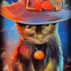 Witch Cat In Hat Art Diamond Painting