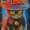 Witch Cat In Hat Art Diamond Painting