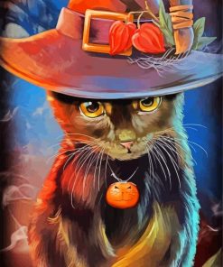 Witch Cat In Hat Art Diamond Painting